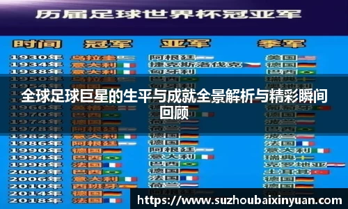 全球足球巨星的生平与成就全景解析与精彩瞬间回顾
